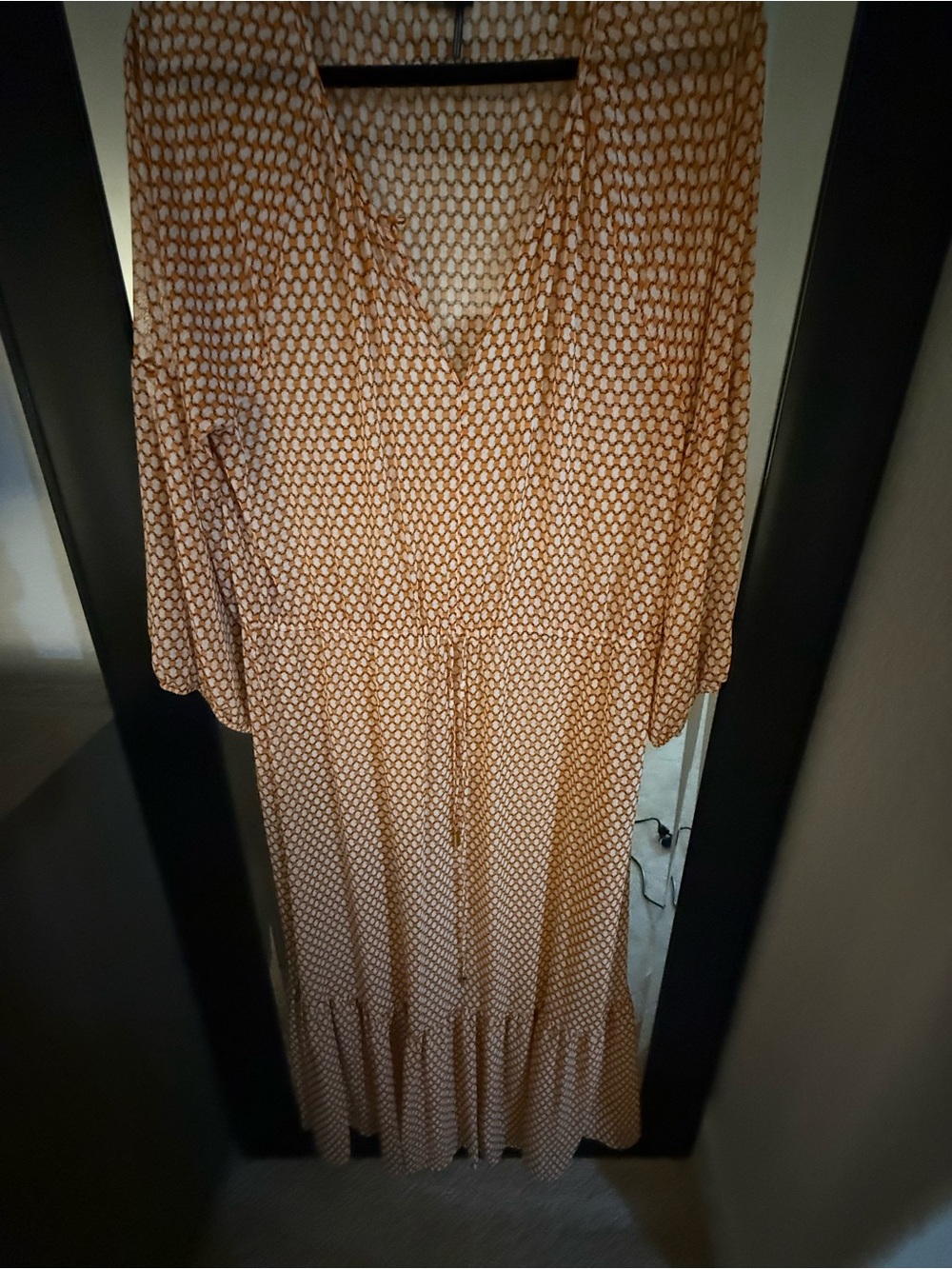DKNY Tan Printed Maxi Dress